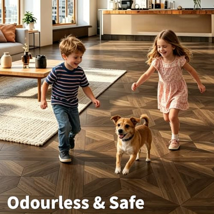 Art3d 30-Pack Peel and Stick Flooring Wood Planks, 12 x 12 in, Teak - color: Teak