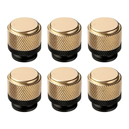 6 Pack 1 Inch Cabinet Knobs Gold and Black Cupboard Aluminum Knobs Drawer Knobs Cabinet Knobs - color: Gold and Black Knob, size: 1 Inch