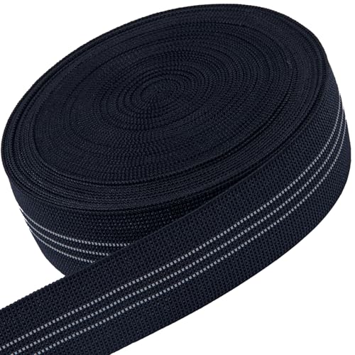 GLOREIEY Upholstery Webbing Chair Couch Material Replacement,Webbing Latex Band, Elastic, Support Straps, Replacement Kit,for Couch, Stretchy Spring Alternative, Furniture Repair (Black, 8m/26ft) - color: Black, size: 8m/26ft