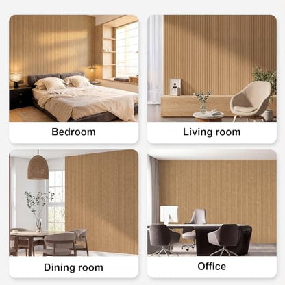 Geelin Peel and Stick PVC Wood Slat Wall Panel Decor 118" x 15.75", Oak - color: Oak