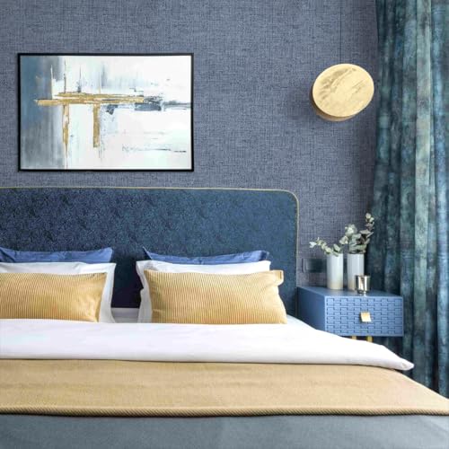 Denim Blue Grasscloth Peel and Stick Wallpaper 15.7inch x 118.1inch - color: Denim Blue, size: 15.7"W x 118.1"L