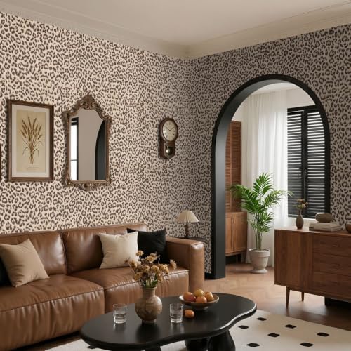 Leopard Print Wallpaper,Cheetah Peel and Stick Contact Paper 17"X120" - color: Leopard Print, size: 17" x 120"