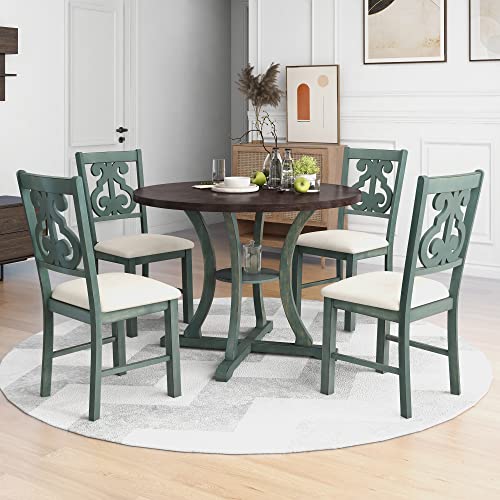 Set of 4 Upholstered Dining Chairs with Hollow-Out Back, Dark Brown - color: Dark Brown,viridian