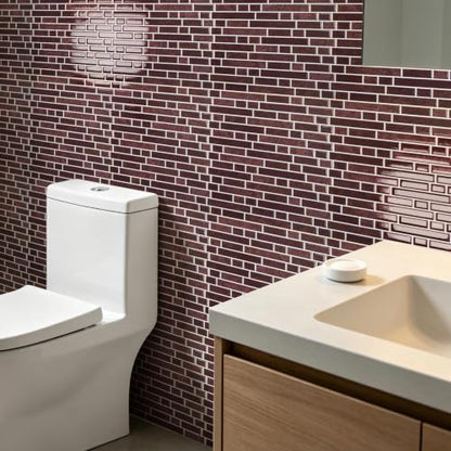 Art3d Linear Tile Peel and Stick Backsplash, 10-Pack, Dark Burgundy - color: Dark Burgundy, size: 12 x 12 Inch
