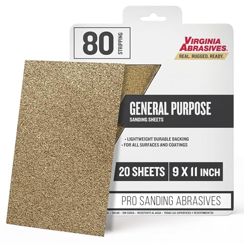 Sandpaper Sheets General Purpose 180 Grit, Fine, 9”x11” - 20 Sheets - style: GP180 Grit