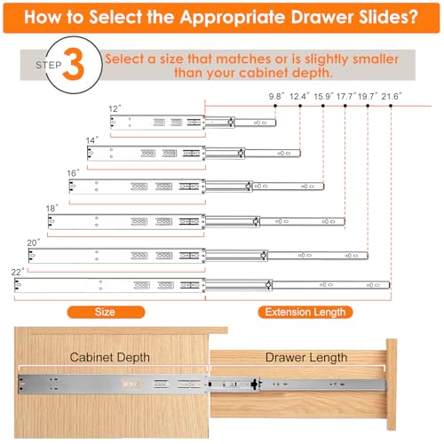 HBL'1 Pair Soft Close Drawer Slides 12 inch,Full Extension,200Lbs Load - color: Silver, size: 12 Inch