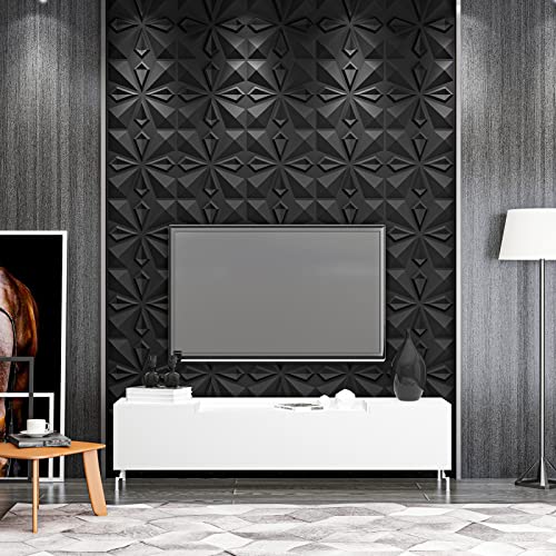 Art3dwallpanels 33 Pack 3D Wall Panels, Black PVC - color: New Black