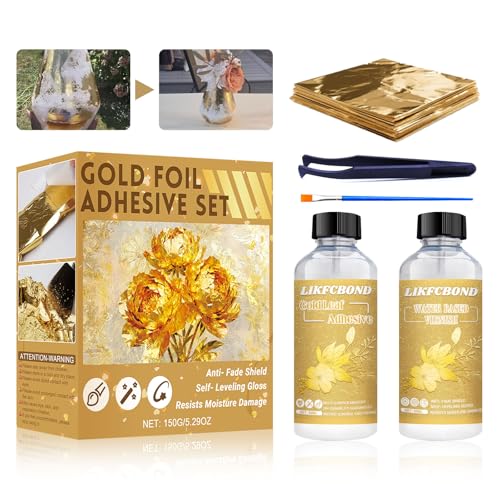 Gold Leaf Adhesive Kit, Gold Foil Kit for Crafts, Decoration