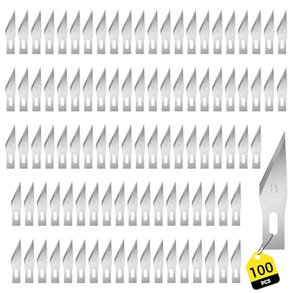 100 Pack Exacto Knife Blades, SK5 Steel #11 Blades with Storage Box, Suit for art, Carving and Scrapbooking, Exacto Blades Refills Cut Paper, Stencils and Models with Control - size: 100-PCS