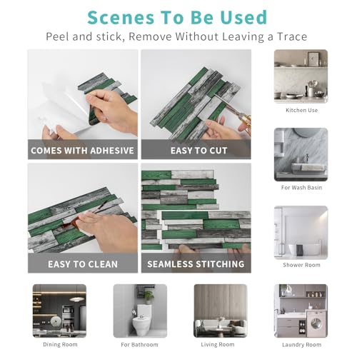 24pcs Peel and Stick Backsplash Tile Wall Stickers 9.68x4.72 inch - color: Hzw-xy-htp-106