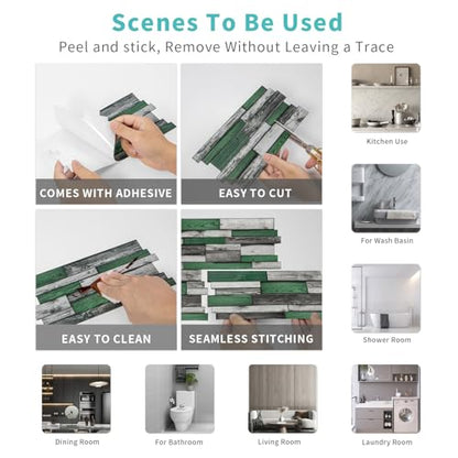 24pcs Peel and Stick Backsplash Tile Wall Stickers 9.68x4.72 inch - color: Hzw-xy-htp-106