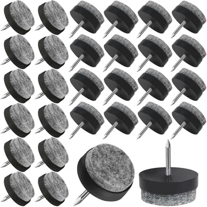 30 Pack Furniture Felt Pads Nail-on, 24mm Heavy Duty Chair Leg Pad - color: Black, size: Φ 24 mm