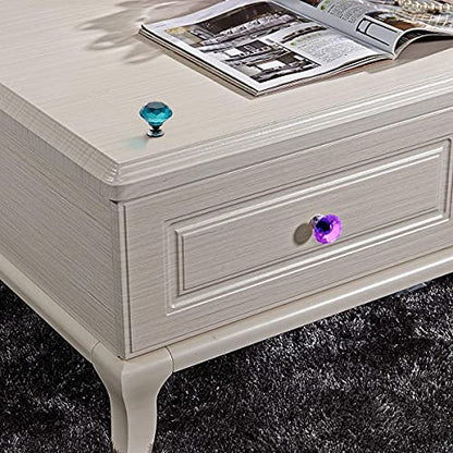 Akstore 6 Pcs Crystal Glass Cabinet Knobs 30mm Diamond Shape Drawer Kitchen Cabinets Dresser Cupboard Wardrobe Pulls Handles (30mm, Purple) - color: Purple, size: 30 mm