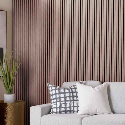 ZETY HOME Acoustic Wood Wall Panels, Slat 4-Pack, 94.5 in, Walnut - color: Walnut