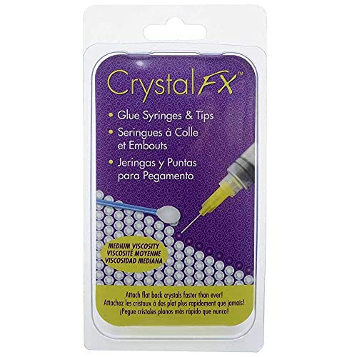 The Beadsmith Glue Syringes - CrystalFX - 4 Syringes, 4 Tips & 2 caps - Use w/Medium Viscosity Glues - Precision Adhesive for Attaching Crystals, Rhinestones, Flat Back Stones, Gems & Jewels - size: 4 Syringes - 18 & 20 Gauge