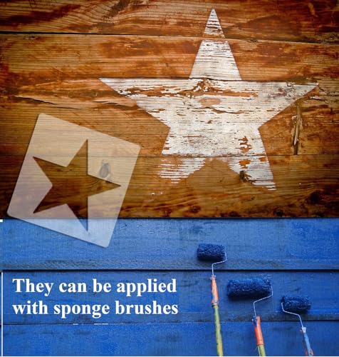 5pcs Reusable Painting Stencils,Plastic Art Craft Templates on Wood Wall Fabric Paper Home Décor DIY 4" to 12" (Star) - color: Star