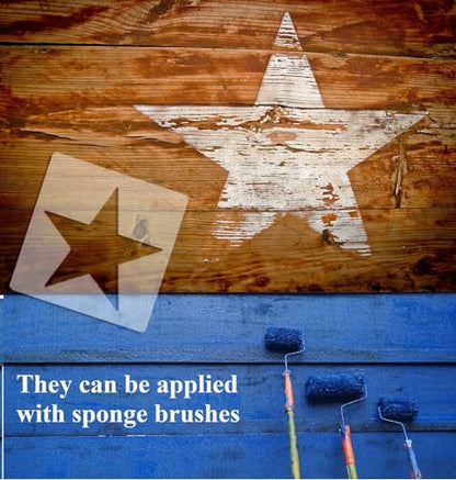 5pcs Reusable Painting Stencils,Plastic Art Craft Templates on Wood Wall Fabric Paper Home Décor DIY 4" to 12" (Star) - color: Star