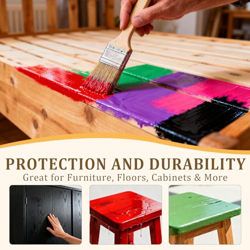 Red Wood Furniture Paint for Tables, Chairs, Cabinets & More - Fast Drying, Water-Based, Low Odor - Renew Indoor/Outdoor Wooden Surfaces with Ease (Red, 17.6 oz / 500 g)