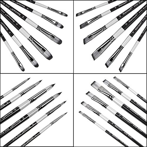 Genixart Paint Brush Set – Art Paintbrushes for Acrylic, Oil, Watercolor - size: Assorted - 24 Pcs