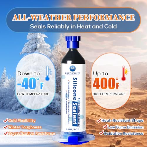 RTV Silicone Adhesive Sealant - High Temperature & Waterproof Caulking for Home, Auto, & Crafts - Creates Flexible, Long-Lasting Seal on Kitchen, Bathroom, Shower, Window (Black, 30ml/1oz) - color: Black