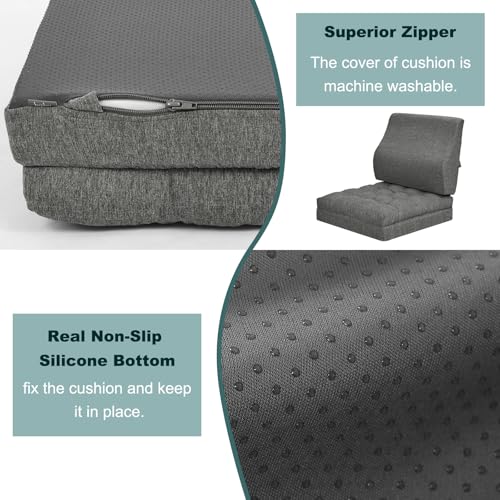 baibu Memory Foam Recliner Cushion with Lumbar Pillow, 20 x 20 in,Dark Grey - color: Dark Grey, size: 20x20x5 Inch (Pack of 1)