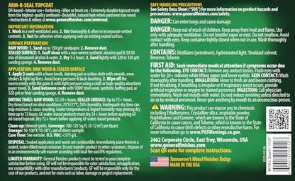 General Finishes Arm-R-Seal Oil Based Topcoat, 1 Quart, Semi-Gloss - color: Semi-Gloss, size: 1 Quart
