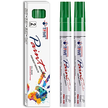 TFIVE Green Permanent Markers Paint Pens, 2 Pack Oil Based Paint Markers - color: Green