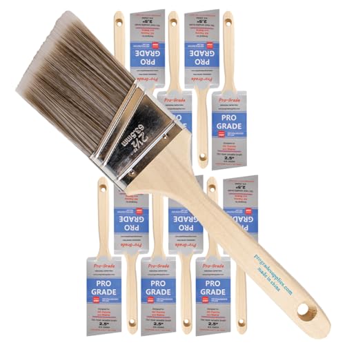 Pro Grade - Paint Brushes - 12Ea 2.5" Angle Brushes (Pack of 12) - size: 12Ea 2.5A (Pack of 12)