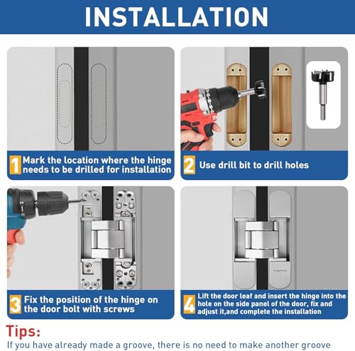TamBee 9.7 inch Hidden Door Hinges Concealed Hinge - color: Black, size: 9.7inch 2pcs