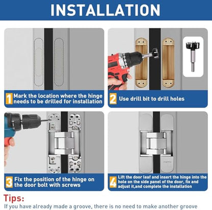 TamBee 9.7 inch Hidden Door Hinges Concealed Hinge - color: Black, size: 9.7inch 2pcs