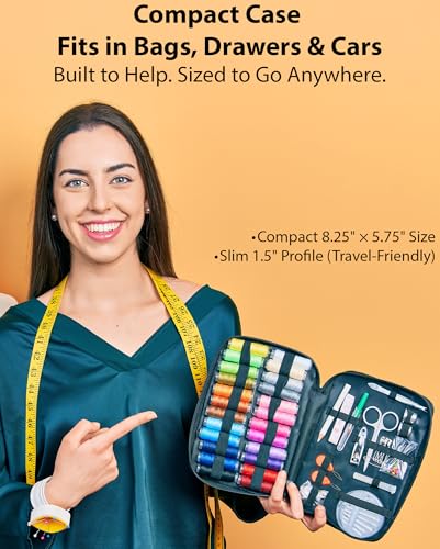 Vellostar Sewing Kit for Adults, 100-Piece Hand Sewing Needle & Thread Kit - color: Premium Black