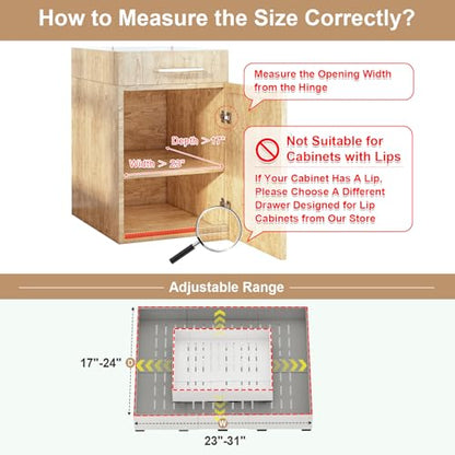 Fokyfok Pull Out Cabinet Organizer,23"-31"W,17"-24"D,Expandable,Adhesive - color: White, size: (23"W-31"W)X(17"D-24"D)