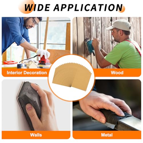 25 Pcs 60 Grit Sandpaper 9 x 11 Inch Sand Paper Alumina Gold - size: 9 x 11 Inch(60 Grit)
