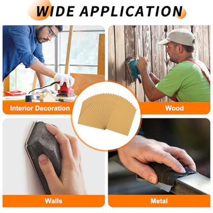 25 Pcs 60 Grit Sandpaper 9 x 11 Inch Sand Paper Alumina Gold - size: 9 x 11 Inch(60 Grit)