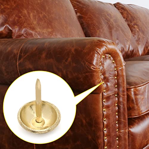 Jiozermi 300 Pcs Gold Upholstery Tacks, 0.43'' Round Head - color: Gold, size: 0.43" x 0.67" / 11 x 17 mm
