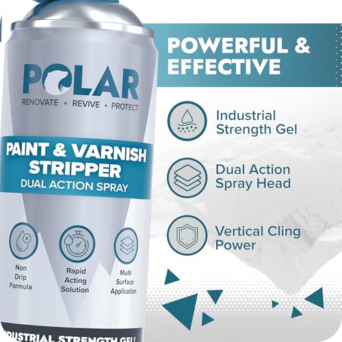 Polar Paint & Varnish Stripper Spray - 2 x 17 Fl Oz | Industrial Strength Gel Removal for Paints, Varnishes & Other Stubborn Resides | Multi Surface Paint Stripper for Wood, Metal and Concrete - size: 16 Fl Oz (Pack of 2)