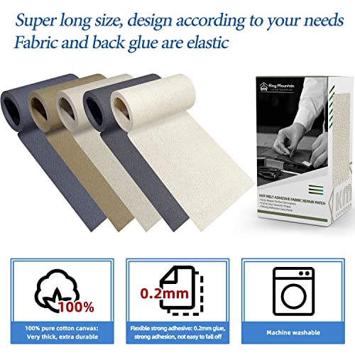 KING MOUNTAIN Canvas Iron on Patch,3"×60",Waterproof 100% Cotton Fabric Repair Patch,Used for Various Sofa,Tent,Clothes,Seats,Suitcases (Beige Gray) - color: Beige Gray Canvas, size: 3"x60"