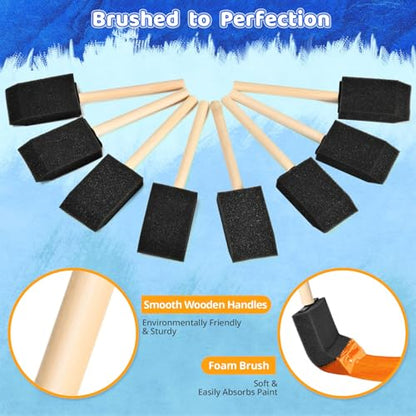 Foam Paint Brushes, 1.6 Inch, 8 Count, Sponge Paint Brush, Foam Brushes for Painting & Staining, Craft & Art Paint Sponges - size: 1.6 inches