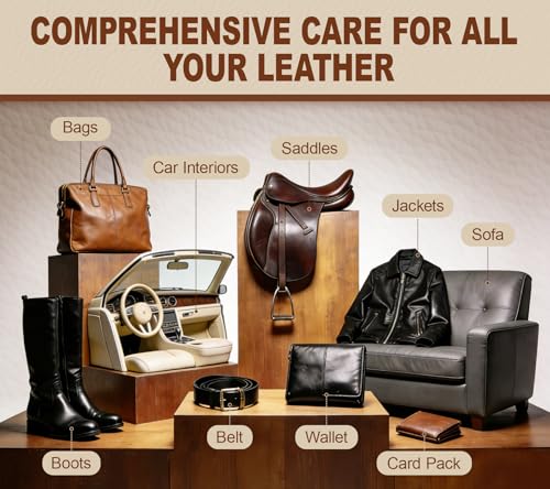 Leather Boot Care Kit, Mink Oil & Saddle Soap for Leather Cleaning & Leather Boots, 6-in-1 Leather Shoe Care Kit