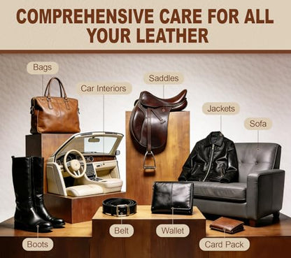 Leather Boot Care Kit, Mink Oil & Saddle Soap for Leather Cleaning & Leather Boots, 6-in-1 Leather Shoe Care Kit
