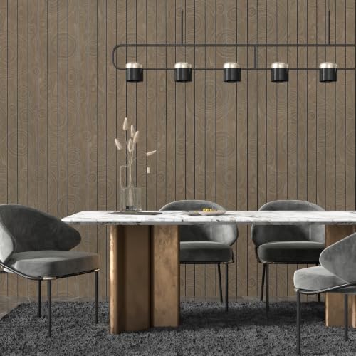 CHIHUT Large Roll 24"x197" Wood Slat Wall Panel Thick Faux Chocolate Brown Teak Soundproof Foam Wood Panel Wallpaper Peel and Stick Temporary Rustic Accent Wall Panels for Bedroom Living Room - color: Chocolate Brown Teak-24"x197"