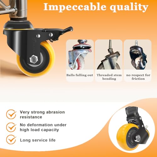 3 Inch Stem Caster Wheels 1/2" Threaded Casters Set of 4 Heavy Duty - color: orange, size: 3in (1/2"-13)