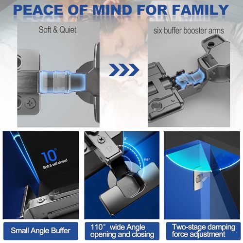 8 Pack Soft Close Cabinet Hinges for Kitchen Frameless Full Overlay Cabinets Self-Closing Concealed Hinge 110° 4D Adjustment Speed Control Ideal for Upgrading Cabinet Doors and Drawers - size: Full Overlay