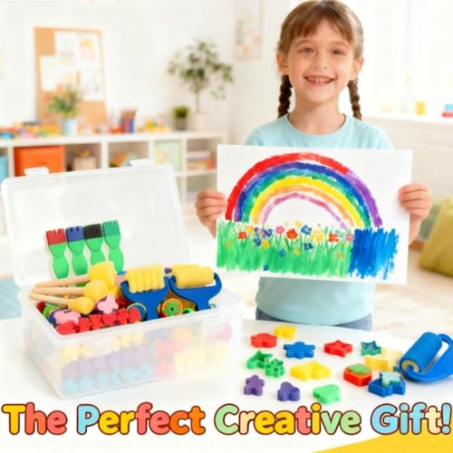 53-Pack Sponge Paint Brushes, Washable Painting Brushes - style: 53 Pcs