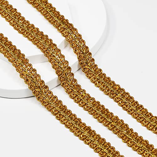 Gimp Braid Trim 12Yards 1.2cm/0.47in Gold Fabric Decorative Webbing for All Kinds of Sewn Garments, Curtains,Lampshade, Sofa DIY Sewing and Crafting (Deep Gold - 1.2) - color: Deep Gold-12mm, size: 12mm