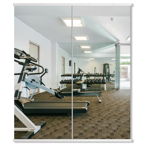 Delma Large Full Body Mirror for Yoga, Frameless Wall-Mounted Glass Panel (60"x25"-White) 2PCS for Home, Garage, Bedroom & Bathroom - size: 60'' x 25'' x2PCS