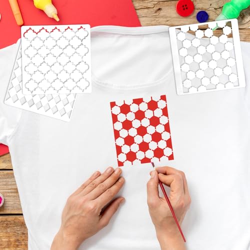 16 Pcs Geometric Stencils Reusable Texture Stencils Layering Stencil Abstract Layering Stencil Modern Geometric Patterns Textures for Painting on Wall Scrapbook Furniture Decor DIY Crafts Art