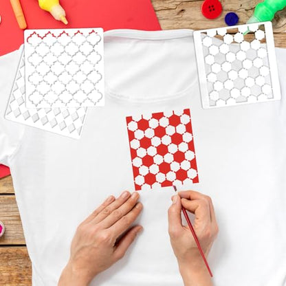 16 Pcs Geometric Stencils Reusable Texture Stencils Layering Stencil Abstract Layering Stencil Modern Geometric Patterns Textures for Painting on Wall Scrapbook Furniture Decor DIY Crafts Art