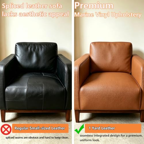 CDY Marine Vinyl Upholstery Fabric: 54"x36" Soft Grain Faux Leather Durable - color: Brown, size: 1 Yard（54"x36")