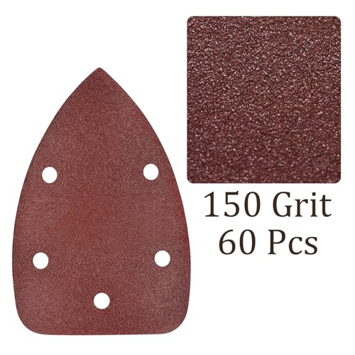 60pcs Mouse Sander Detail Sandpaper 150Grit 3.5"x5.5" Triangle - size: 150 grit
